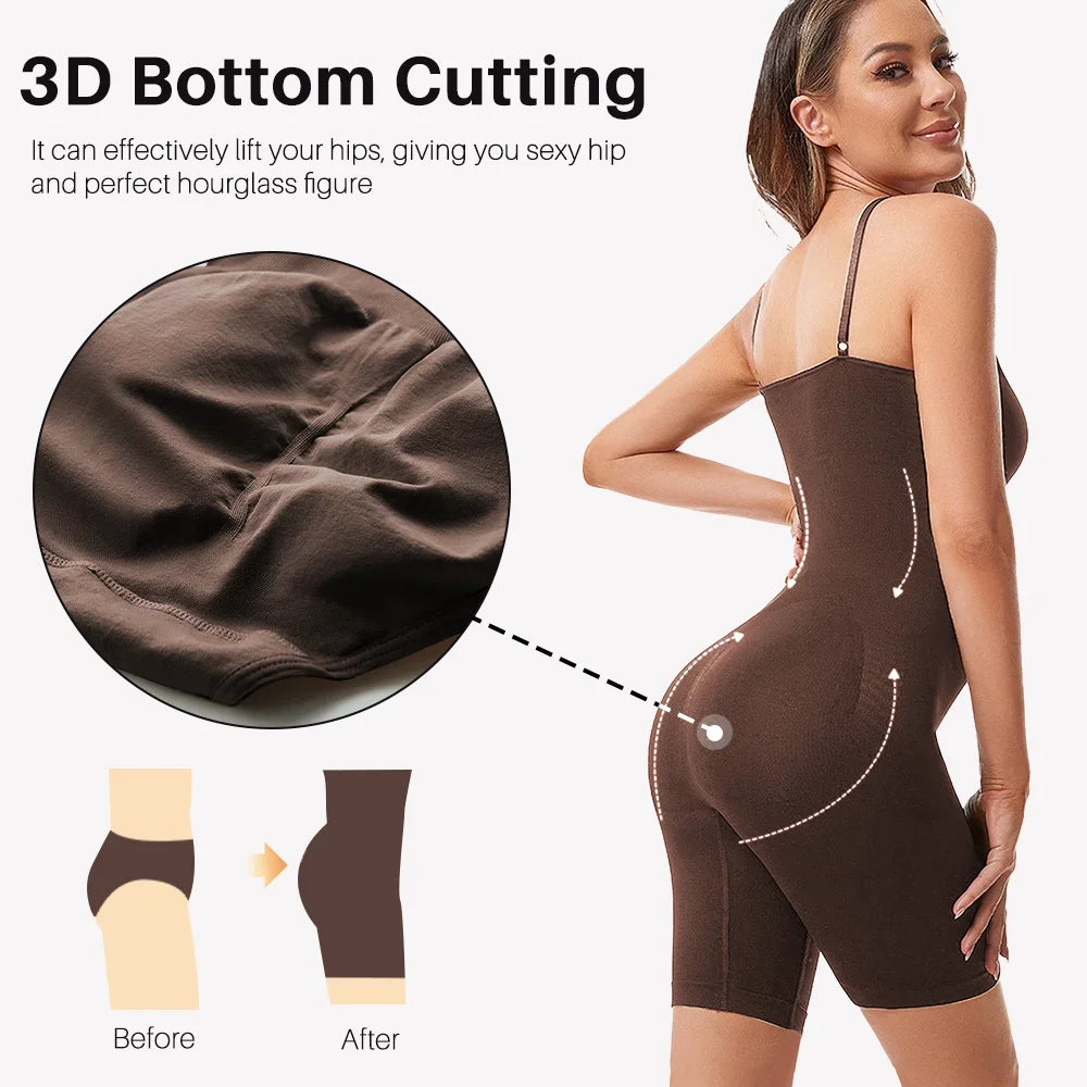 Seamless Women Bodysuit Butt Lifter Shapewear Waist Trainer Body Shaper Strappy-Back Chest Enhancing Corrective Underwear Corset