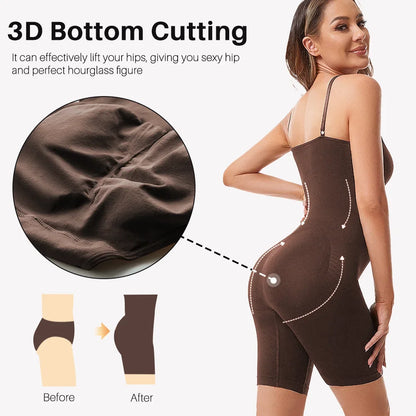 Seamless Women Bodysuit Butt Lifter Shapewear Waist Trainer Body Shaper Strappy-Back Chest Enhancing Corrective Underwear Corset